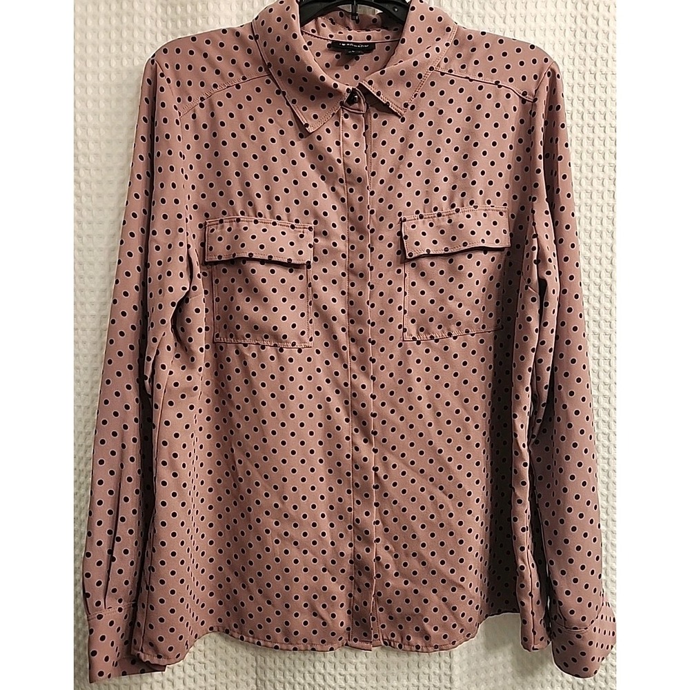 I Heart Ronson Polka Dots Button Down Blouse Size‎ Large